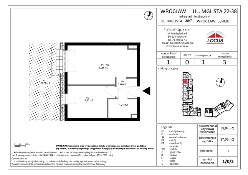 Ul. Mglista, Wrocław – Mieszkanie 1/0/3
